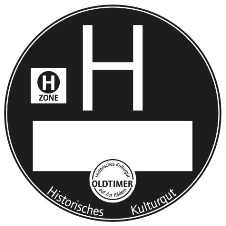 Umweltplakette "H" mit Umweltzonenschild