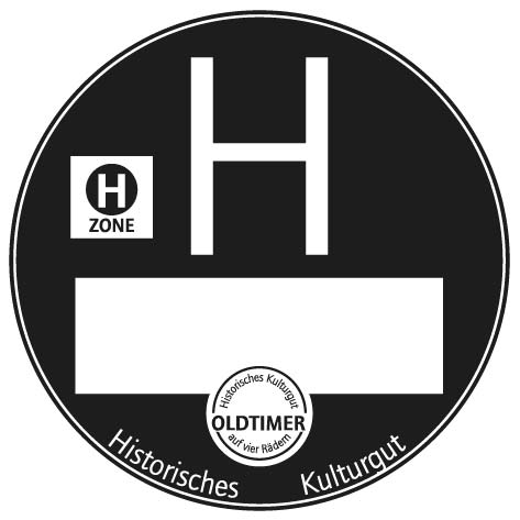 Patch BW H Kennzeichen Umweltplakette Oldtimer Aufnäher Klett